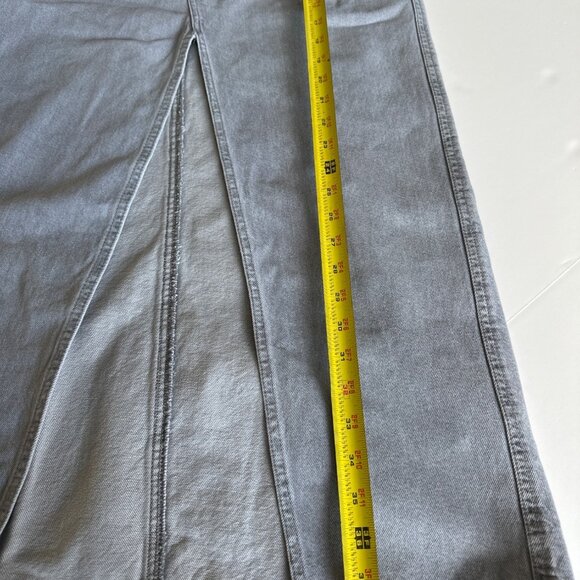 Zara Womens Grey Denim Midi Skirt With Front Slit & Pockets Size S - Picture 6 of 9